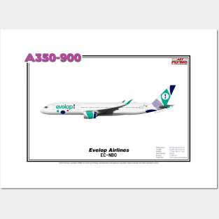 Airbus A350-900 - Evelop Airlines (Art Print) Posters and Art